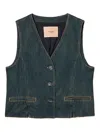 Twinset Twin-set Buttoned Cotton Vest In Blue