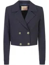 Twinset Twin-set Cady-texture Cropped Blazers In Blue