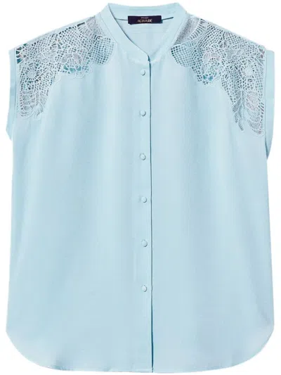 Twinset Twin-set Cap Sleeve Shirt With Lace Detailing
