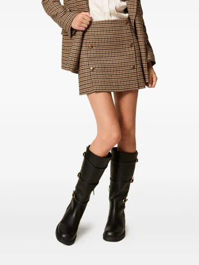 Twinset Twin-set Checked Buttoned Mini In Multi