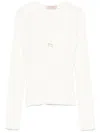 Twinset Twin-set Chic Twin-set Sweater With Elegant V-neck And Decorative Detail In White