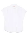 Twinset Twin-set Classic White Cotton Shirt With Puff Sleeves In White