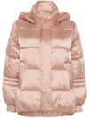 Twinset Striped Jacquard Puffer Jacket In Beige