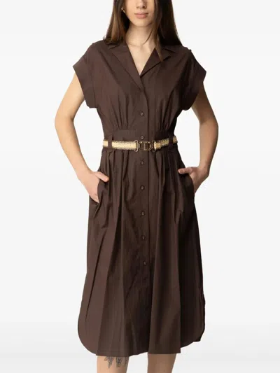 Twinset Twin-set Coffee Cotton Blend Dresses