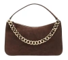 Twinset Twin-set Suede Crossbody Bag With Gold Chain Strap In Brown
