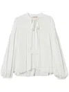 Twinset Sheer Blouse With Bow And Lace Panels In White