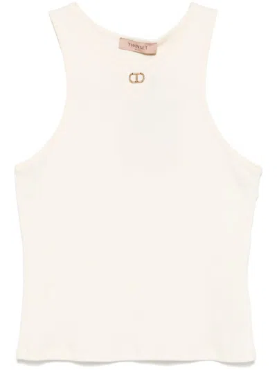 Twinset Twin-set Cozy Cotton Sweater In Neutral