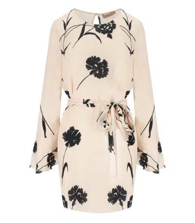 Twinset Twin-set Cream Floral Dress In Neutral