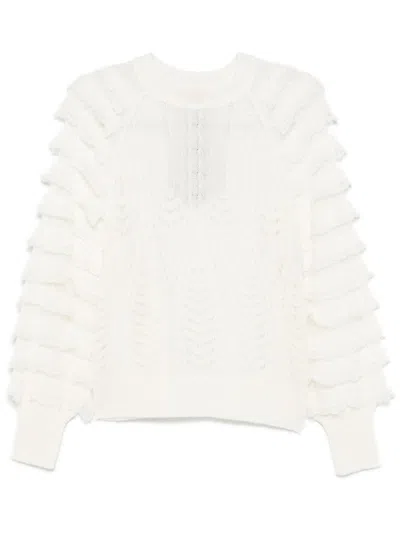 Twinset Twin-set Cream White Pointelle Knit Sweater