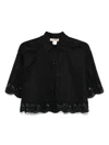 Twinset Twin-set Cropped Black Shirt With Classic Collar