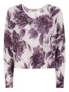 Twinset Twin-set Cropped Sweater With Floral Pattern And Textured Finish In Multi