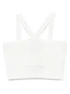 Twinset Twin-set Cropped Textured Top With Cross-front Straps In White