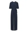 Twinset Twin-set Dark Blue Pleated Jumpsuit In Blue
