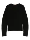 Twinset Twin-set Deep V-neck Black Ribbed Sweater In Black
