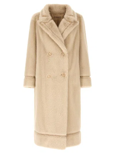 Twinset Twin Set Double Breasted Coat In Neutral
