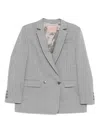Twinset Double-breasted Pinstripe Blazer With Structured Shoulders In Gray