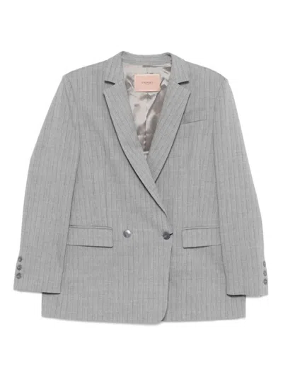 TWINSET TWIN-SET DOUBLE-BREASTED PINSTRIPE BLAZER WITH STRUCTURED SHOULDERS