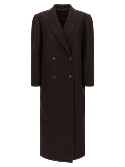 Twinset Twin Set Double-breasted Coat In Brown