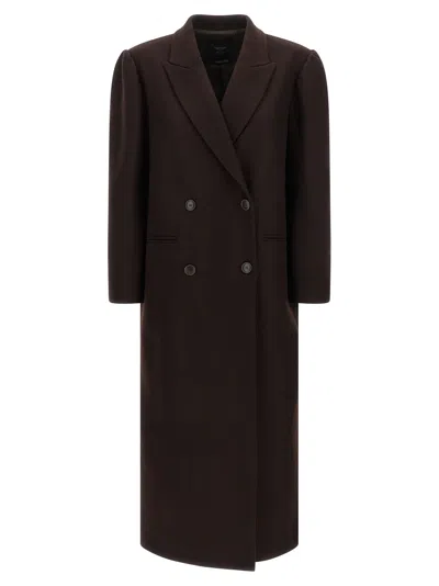 Twinset Twin Set Double-breasted Wool Blend Coat In Brown
