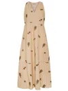 TWINSET TWINSET COTTON MIDI DRESS WITH FLOWER AND LEOPARD PRINT