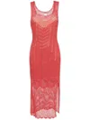 Twinset Metallic Open-knit Maxi Dress In Red