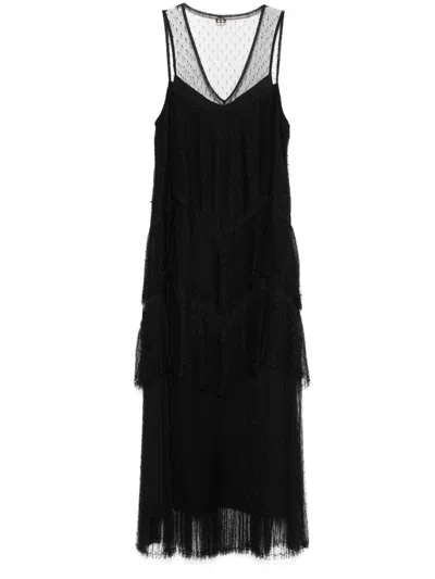 Twinset Twin-set Elegant 100% Polyester Dress In Black