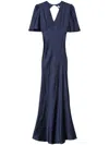 Twinset Hammered Satin Maxi Dress In Blue
