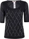 Twinset Twin-set Fine Ribbed Black Shirt