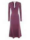 Twinset Twin-set Fitted Bodice Dress With Twist Detail And Flared Skirt In Purple