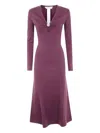 Twinset Twin-set Fitted Bodice Dress With Twist Detail And Flared Skirt In Burgundy