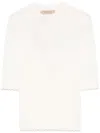 Twinset Twin-set Fitted White Sweater With Scalloped Neckline In White