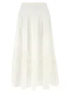 Twinset Twin-set Flared Cotton Poplin Sangallo Skirt In White