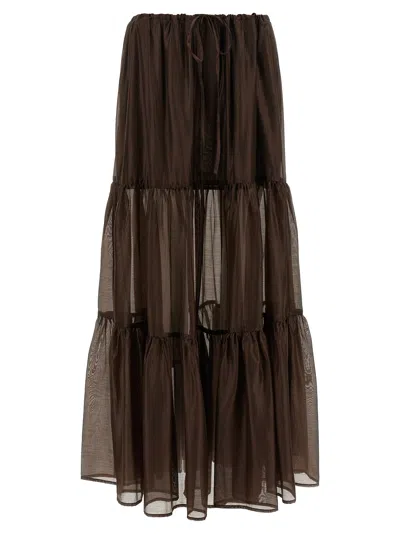 Twinset Twin Set Flounces Skirt In Brown