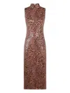 Twinset Twin-set Form-fitting Sleeveless Dress With Leopard Print And Sequin Detailing In Animal Print