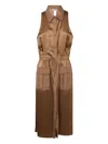 Twinset Twin-set Gold-tone Olive Green Sleeveless Dress In Brown