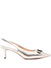 Twinset Twin-set Gold-tone Sandals With Elasticated Slingback