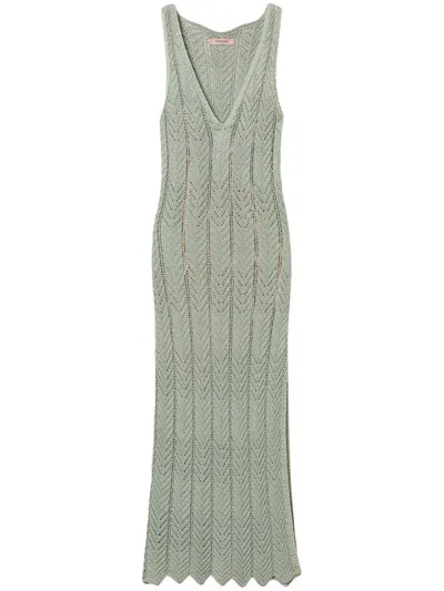 TWINSET TWIN-SET GOLDEN GREEN VISCOSA DRESSES