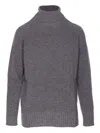Twinset High Neck Relaxed-fit Sweater With Ribbed Detailing In Gray