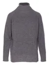 Twinset Twin-set High Neck Relaxed-fit Sweater With Ribbed Detailing In Gray