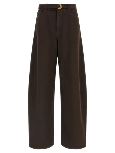 Twinset Twin Set High Waist Jeans In Brown