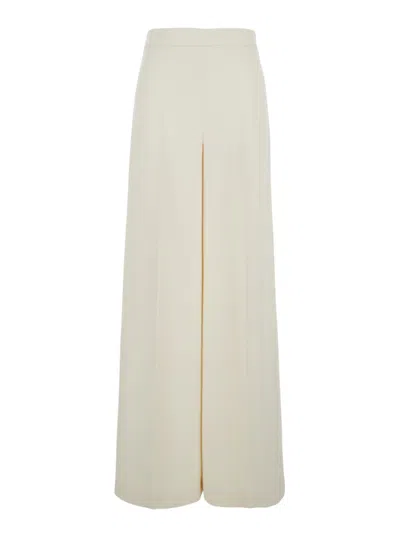 Twinset Beige Pants With Logo Pendant And Side Zip Closure In Tech Fabric Woman In Metallic