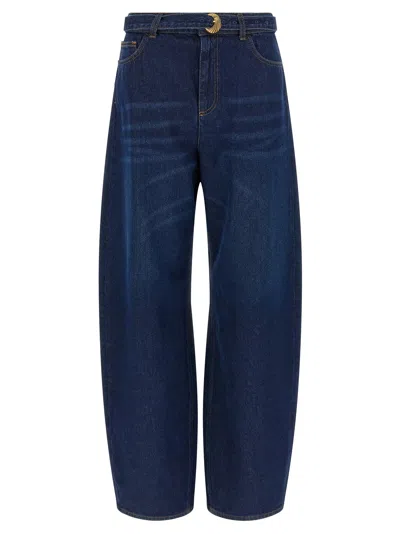 Twinset Twin Set High-waist Barrel Silhouette Jeans In Navy