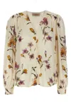 Twinset V-neck White Shirt With Floral Print