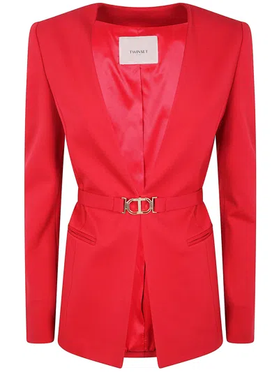 Twinset Twin-set Jacket With Belt In Pink