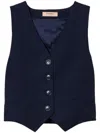 Twinset Lurex-detail Pinstriped Waistcoat In Blue