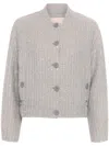 Twinset Sequinned Bomber Jacket In Grey