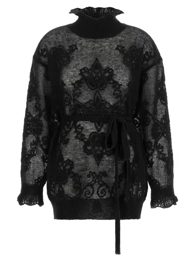 Twinset Twin Set Jacquard Alpaca Blend Sweater In Black