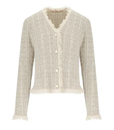 Twinset Twin-set Jacquard Lurex Gold Knitted Jacket In Neutral