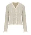 Twinset Twin-set Jacquard Lurex Gold Knitted Jacket In Neutrals