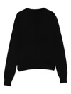 Twinset Twin-set Keyhole Neckline Black Sweater With Ribbed Cuffs In Black